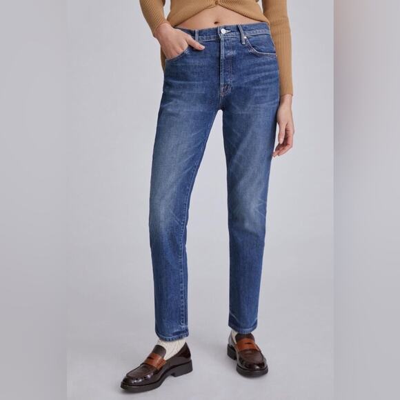 MOTHER Denim The Trickster Straight Ankle Jeans in Born to be Bitten